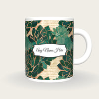 Collage Succulents Name Mug, front with the name label