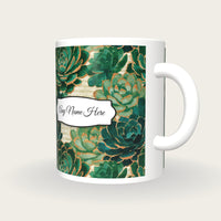 Collage Succulents Name Mug 2, three-quarter view