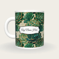 Collage Succulents Name Mug 2, back with the second name label