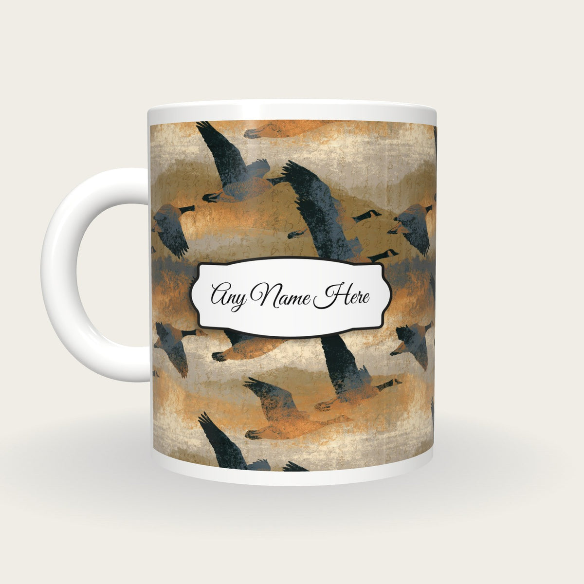 Infrared Duck Name Mug, back with the second name label