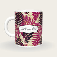 Risograph Fern Abstract Name Mug, back with the second name label