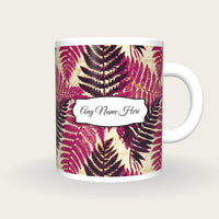 Risograph Fern Abstract Name Mug, front with the name label