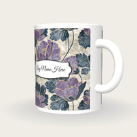 Blueprint Violet Abstract Name Mug, three-quarter view