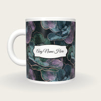 Scratchboard Camellias Name Mug, back with the second name label