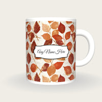 Blueprint Birch Twigs Name Mug, front with the name label