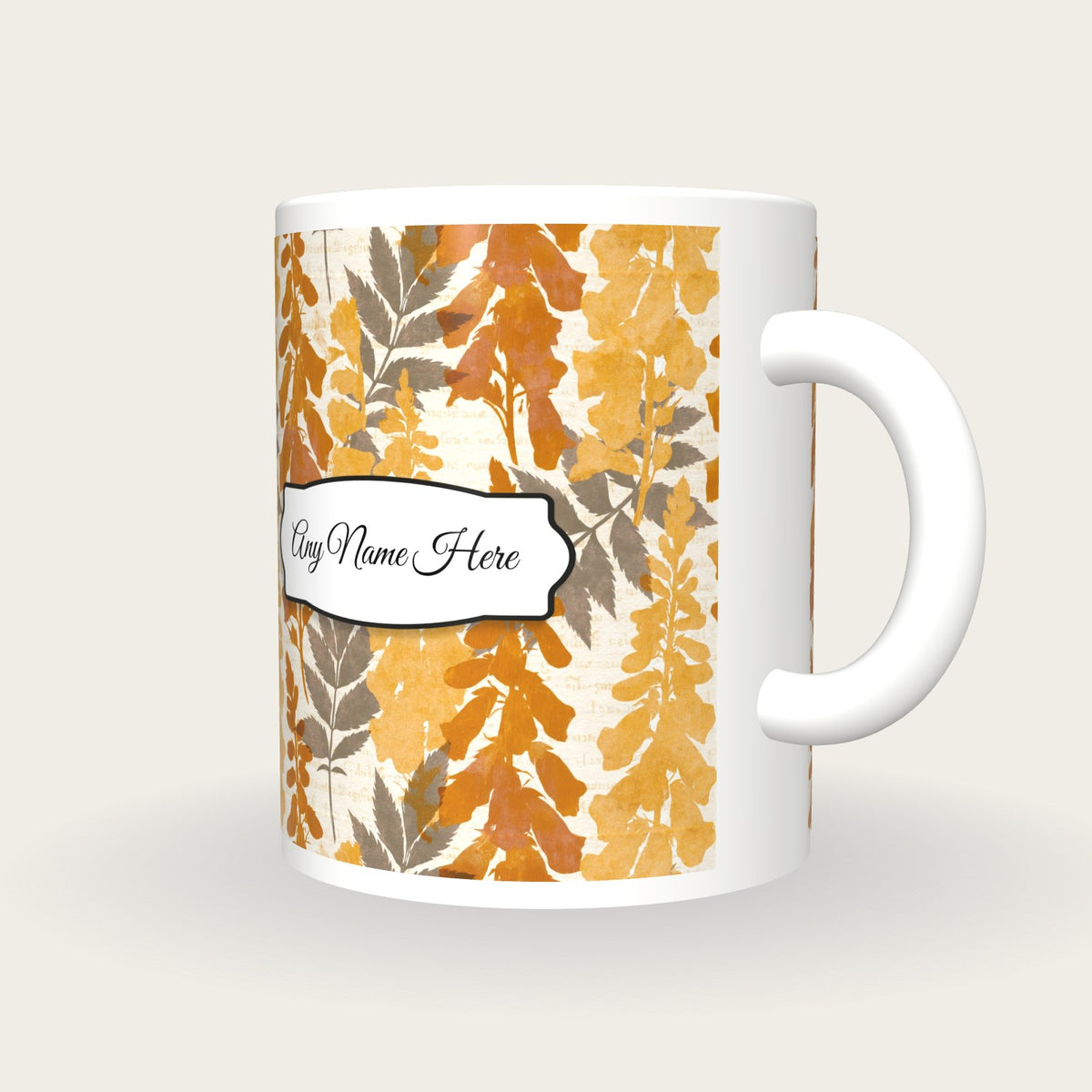 Blueprint Foxgloves Name Mug, three-quarter view