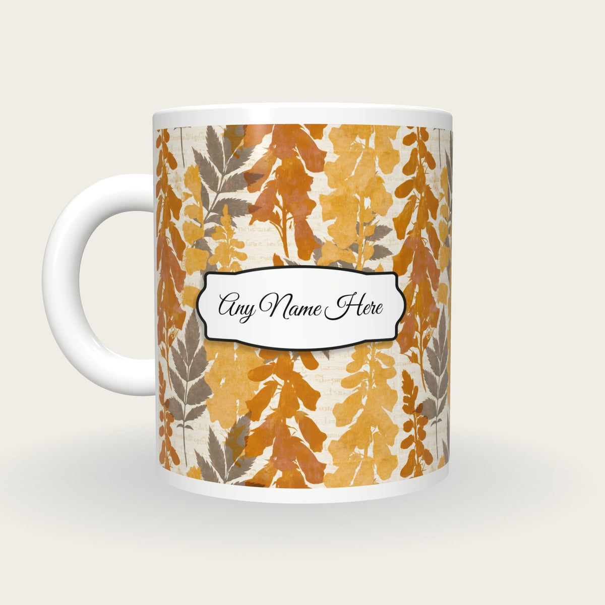 Blueprint Foxgloves Name Mug, back with the second name label