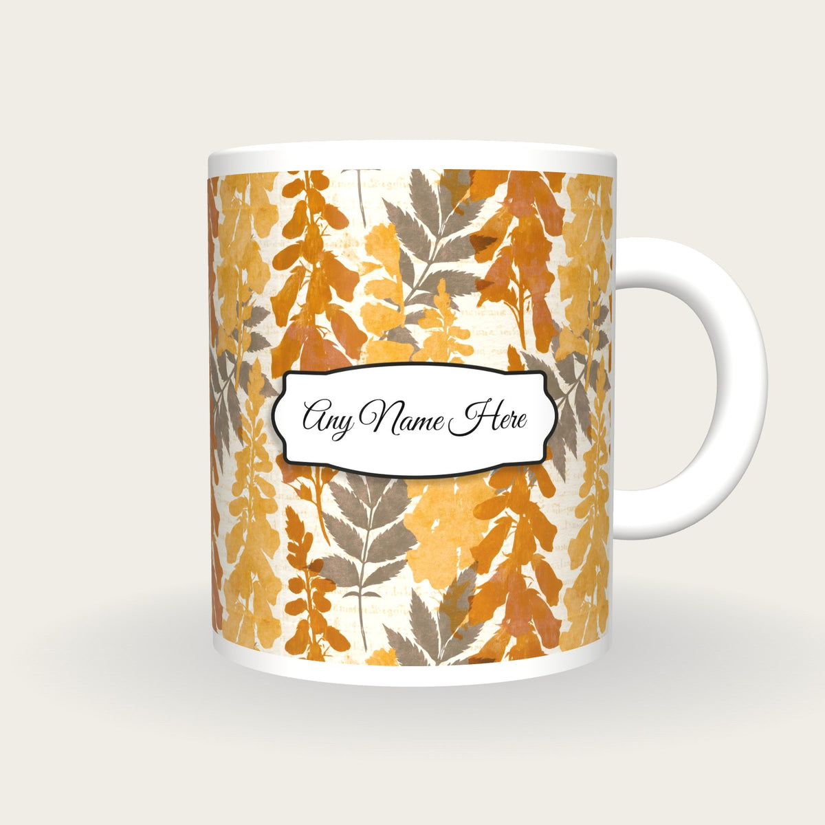 Blueprint Foxgloves Name Mug, front with the name label