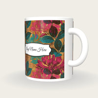 Pyrography Honeysuckle Name Mug 2, three-quarter view