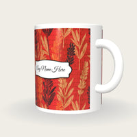 Pyrography Lavender Abstract Name Mug, three-quarter view