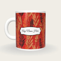 Pyrography Lavender Abstract Name Mug, back with the second name label