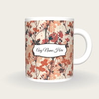 Screenprint Wildflowers Name Mug 3, front with the name label