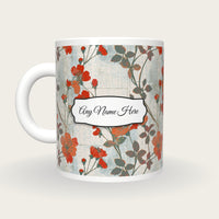 Screenprint Wildflowers Name Mug 4, back with the second name label