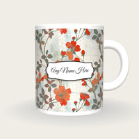 Screenprint Wildflowers Name Mug 4, front with the name label