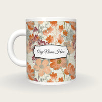 Screenprint Wildflowers Name Mug 2, back with the second name label
