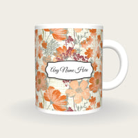 Screenprint Wildflowers Name Mug 2, front with the name label