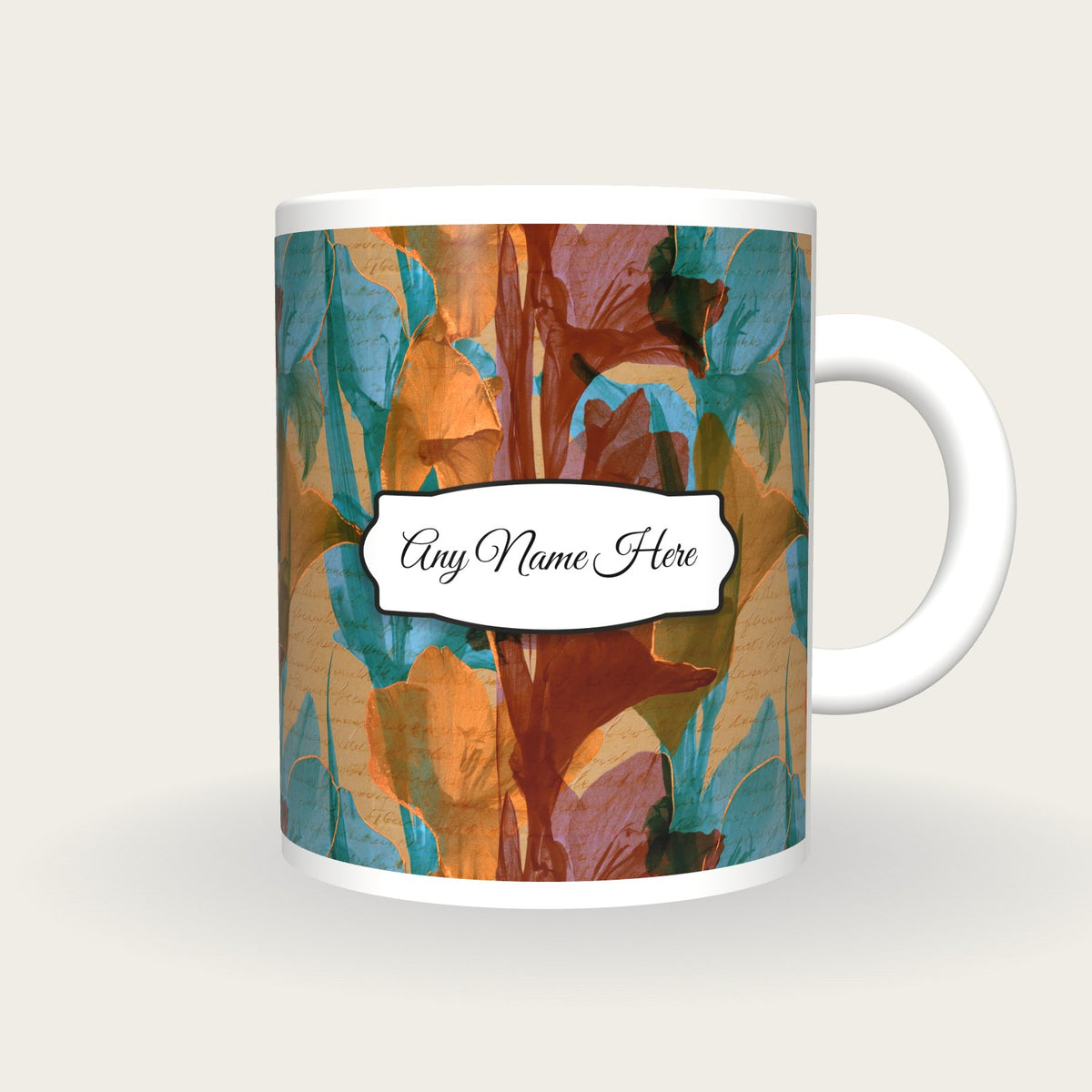 Infrared Gladioli Name Mug, front with the name label