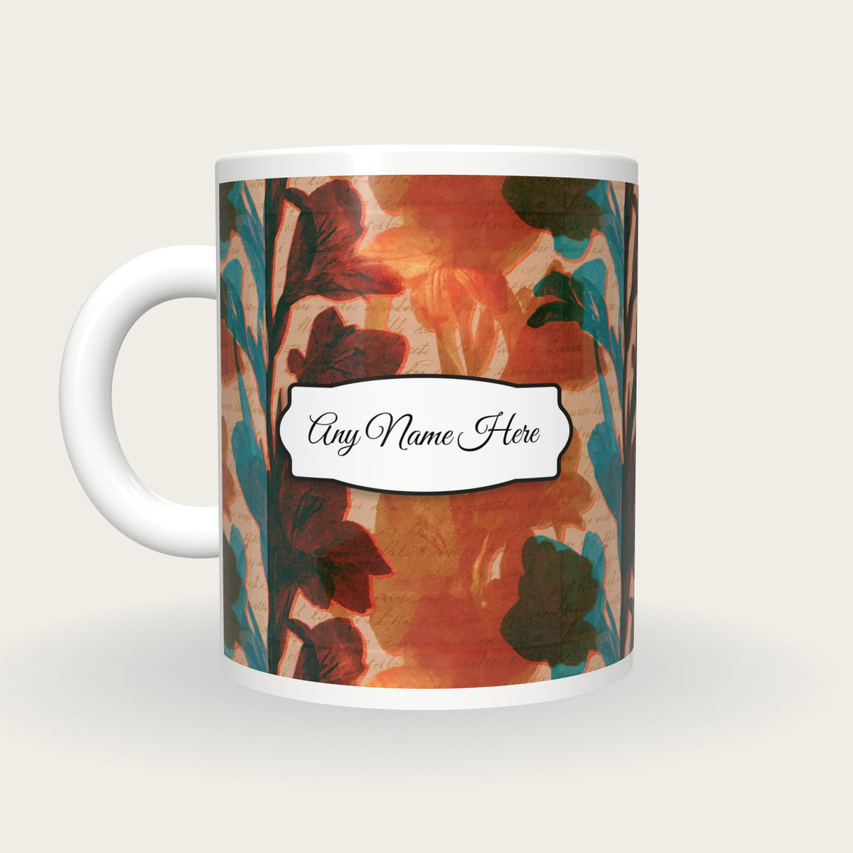 Infrared Gladioli Name Mug 2, back with the second name label