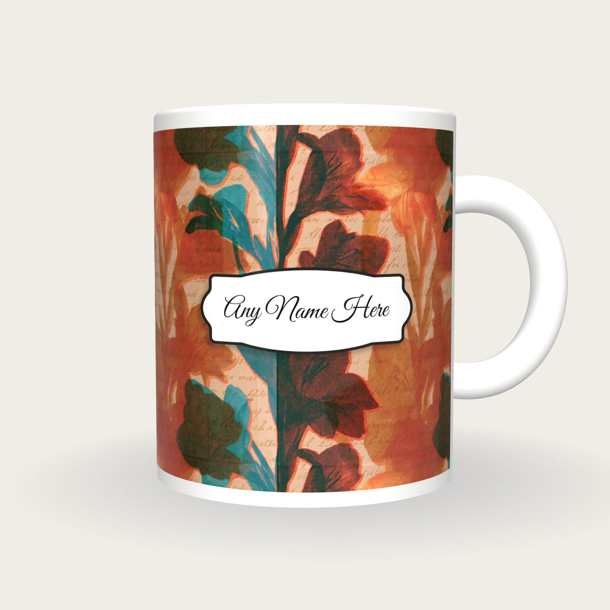 Infrared Gladioli Name Mug 2, front with the name label