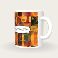 ASCII Turmeric Abstract Name Mug 3, three-quarter view