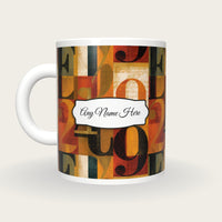 ASCII Turmeric Abstract Name Mug 2, back with the second name label