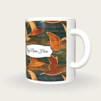 Pyrography Gulls Name Mug, three-quarter view