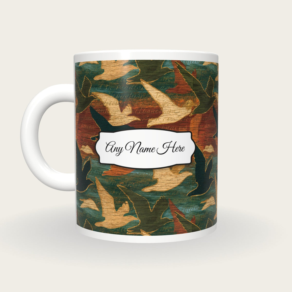 Pyrography Gulls Name Mug 3, back with the second name label