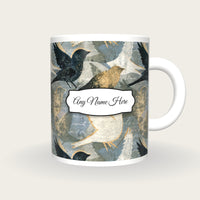 Risograph Lovebirds Name Mug, front with the name label