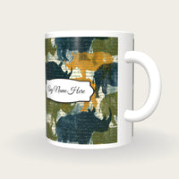 Scratchboard Rhino Name Mug, three-quarter view