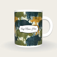 Scratchboard Rhino Name Mug, front with the name label