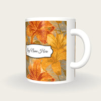 Monoprint Lilies Name Mug, three-quarter view
