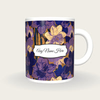 Pyrography Daffodil Name Mug 2, front with the name label