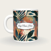 Naturalist Coral Abstract Name Mug, back with the second name label