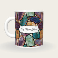 Stained Glass Minerals Name Mug 2, back with the second name label