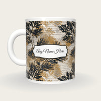 Naturalist Moss Abstract Name Mug, back with the second name label