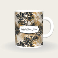Naturalist Moss Abstract Name Mug, front with the name label