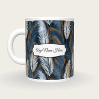 Screenprint Pampas Grass Name Mug, back with the second name label
