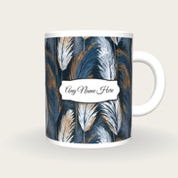Screenprint Pampas Grass Name Mug, front with the name label