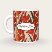 Woodblock Gladioli Name Mug, back with the second name label