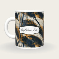 Woodcut Pampas Grass Name Mug 5, back with the second name label