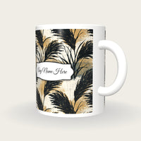 Woodcut Pampas Grass Name Mug 4, three-quarter view