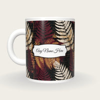 Risograph Fern Fronds Name Mug, back with the second name label