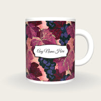 Screenprint Grapes Name Mug, front with the name label