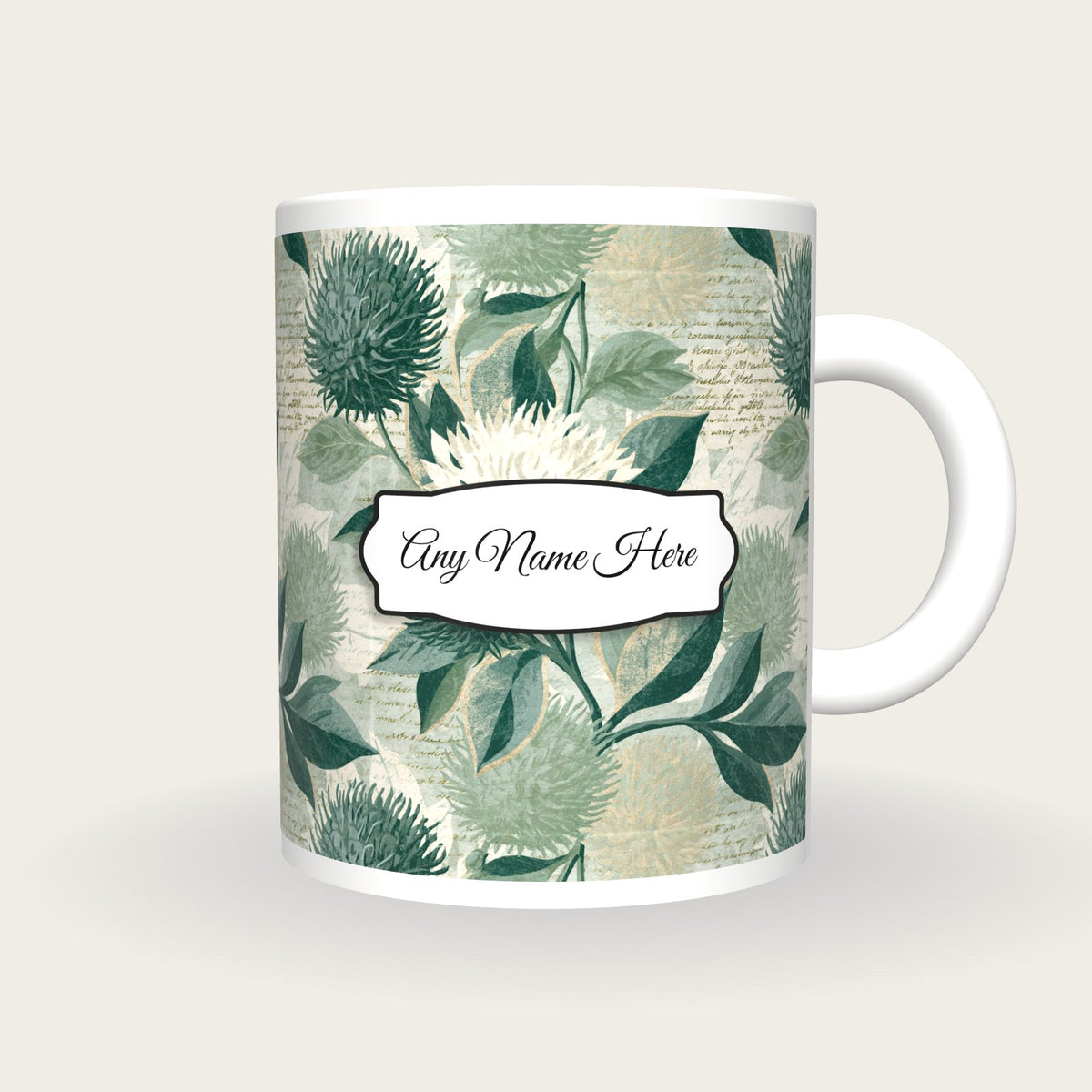 Naturalist Rambutan Name Mug, front with the name label
