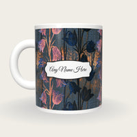 Screenprint Bluebells Name Mug, back with the second name label