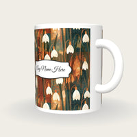 Screenprint Snowdrops Earth Name Mug, three-quarter view