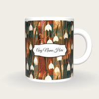 Screenprint Snowdrops Earth Name Mug, front with the name label