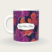 Woodcut Fig Leaves Name Mug, back with the second name label