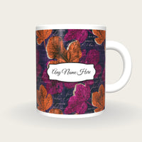 Woodcut Fig Leaves Name Mug 2, front with the name label