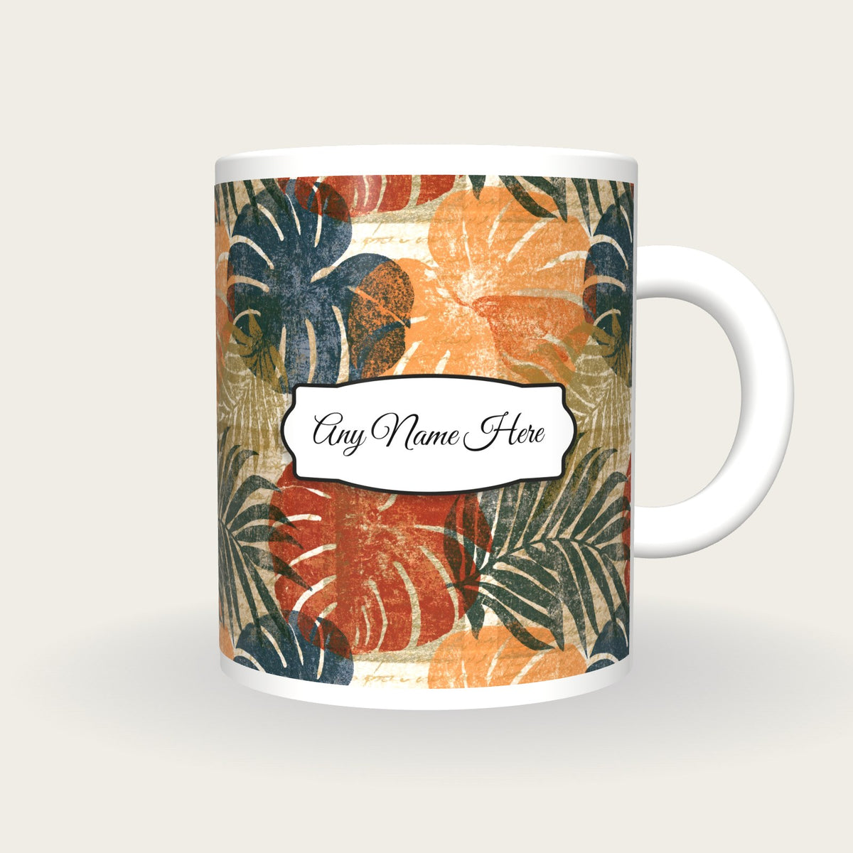 Risograph Philodendron Name Mug 2, front with the name label